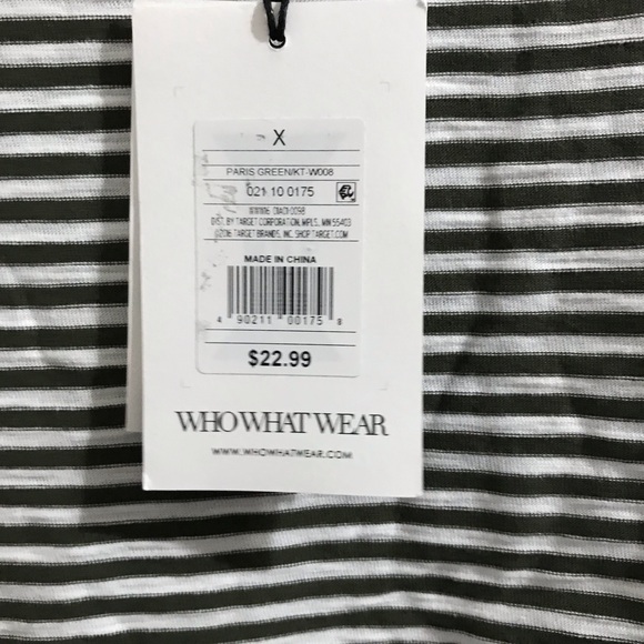 NWT WhoWhatWear Olive Stripe Bateau Tunic - Picture 3 of 6